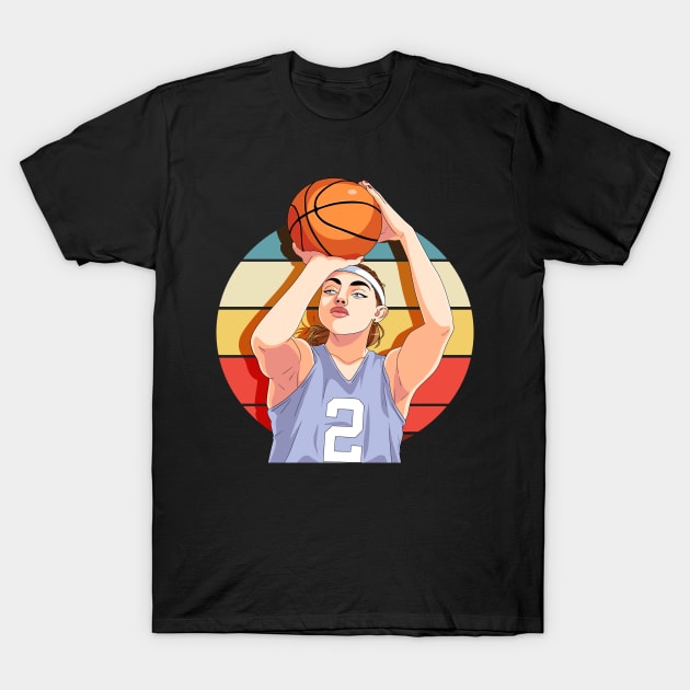 Girl Basketball B-Ball Player Three Pointer Baller T-Shirt by Noseking